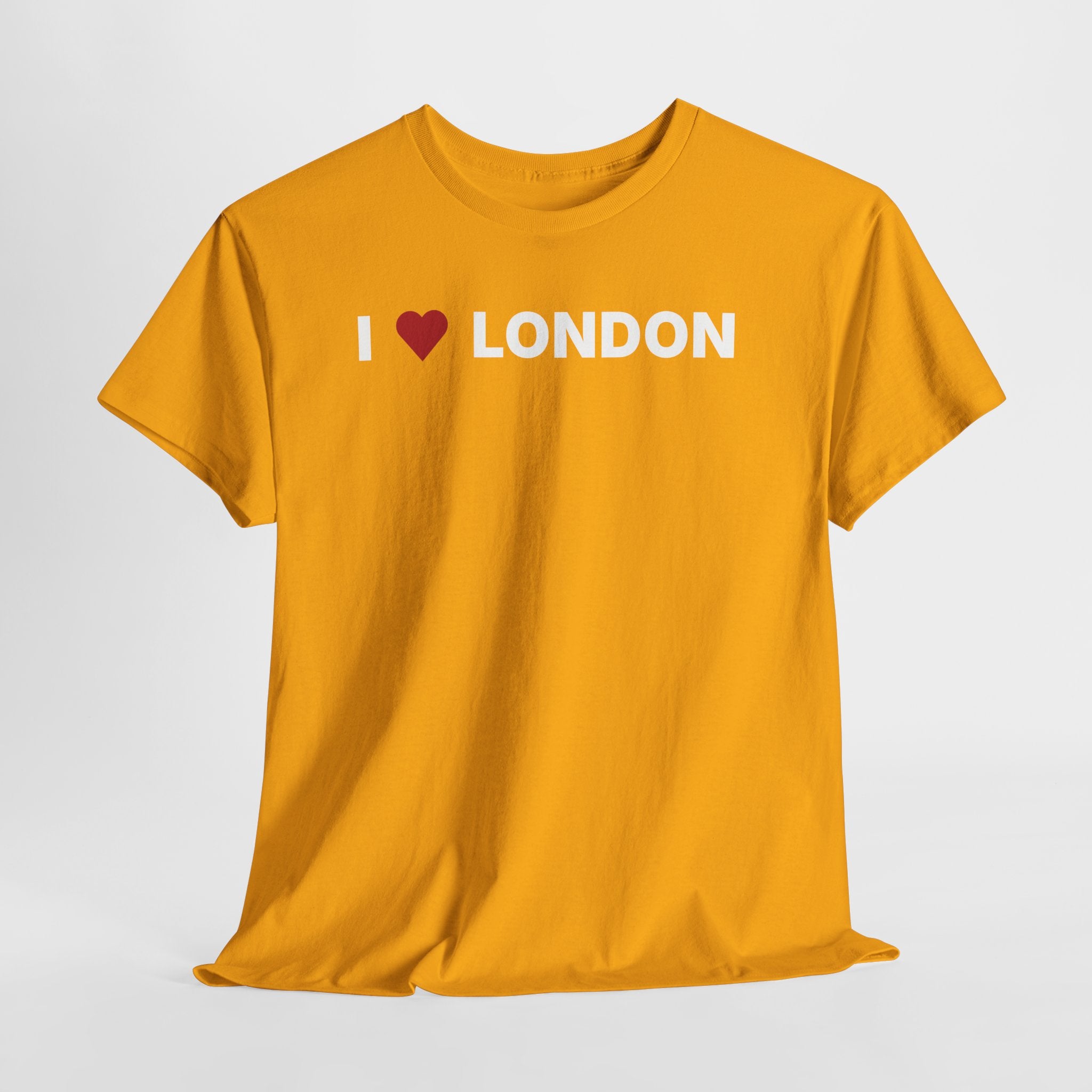 Yellow t-shirt with 'I ❤️ DARAA' text on a white background. I Love London T-Shirt – London UK Graphic Tee for Travel & Streetwear

